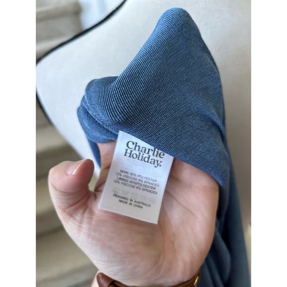 Charlie Holiday Sonny Blue Metallic Ruched Mini Dress - Picture 7 of 8